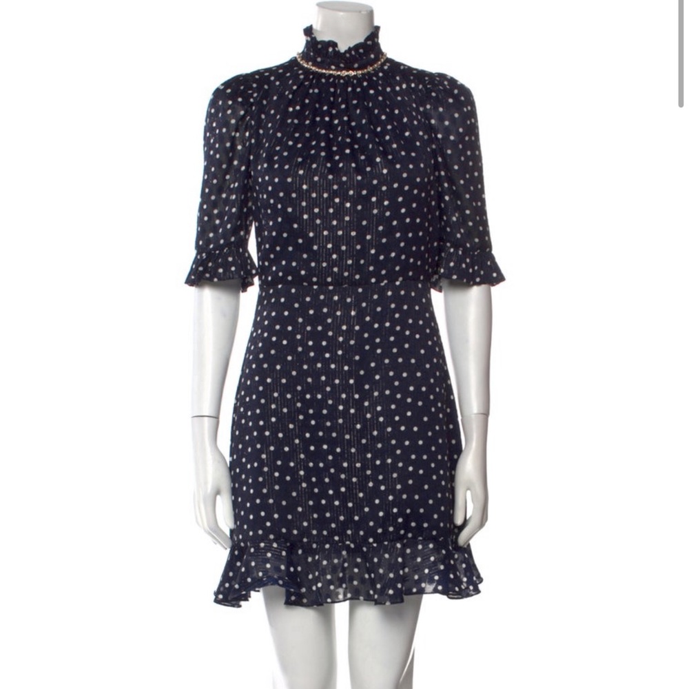 Sandro navy polka dot mini dress